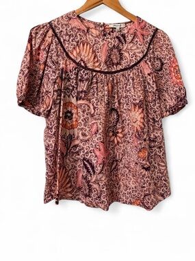 Madewell Pink and Plum Floral Peasant Blouse
